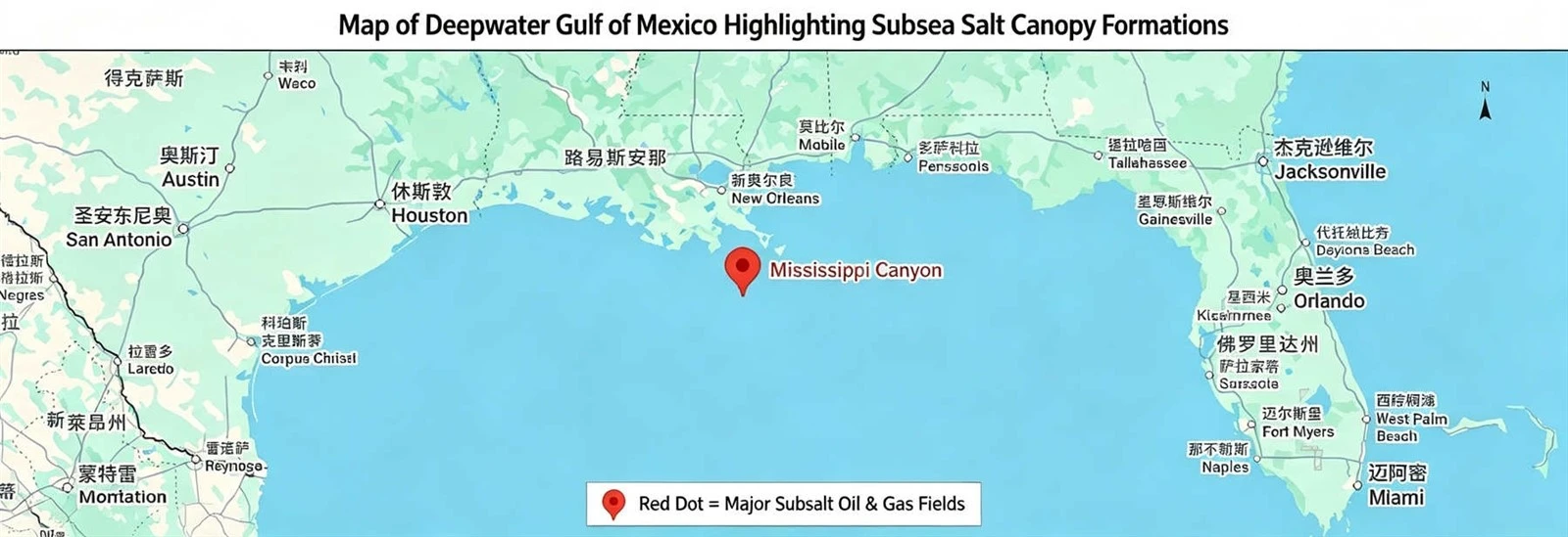 Map of Deepwater Gulf of Mexico Highlighting Subsea Salt Canopy Formations