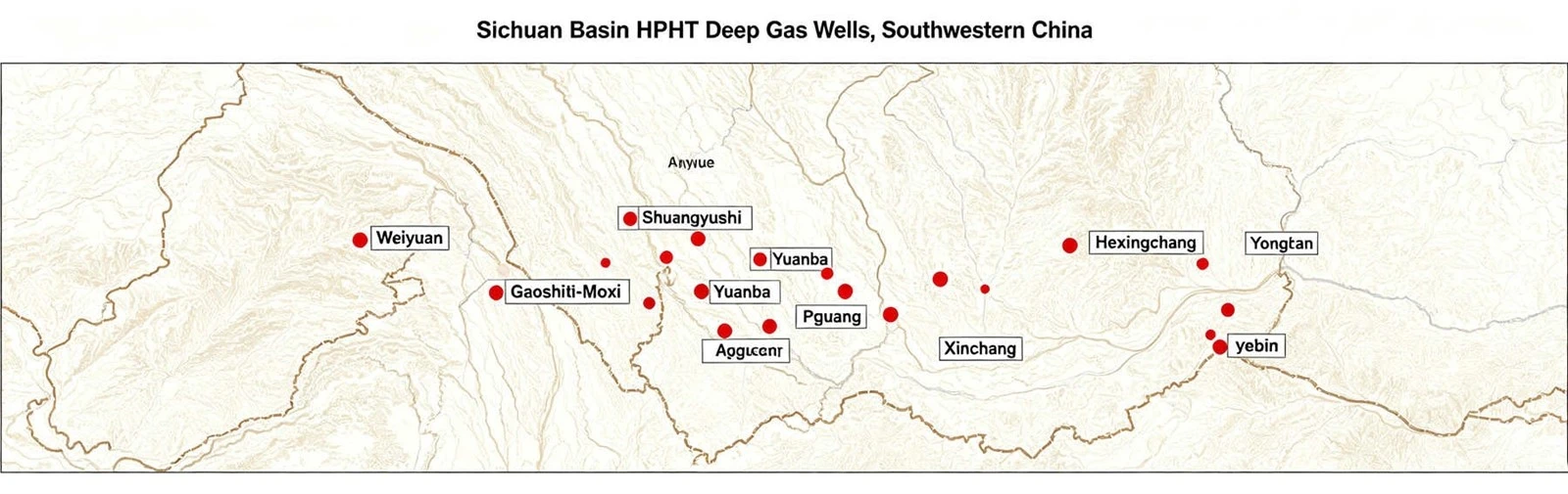 Structural Map of Sichuan Basin HPHT Ultra-Deep Gas Fields